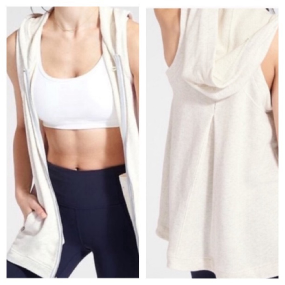 Athleta Blissful Vest Hooded Cream Size Large NWT